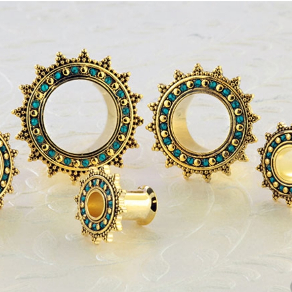 Turquoise Sun Eyelet Tunnels 1/2"